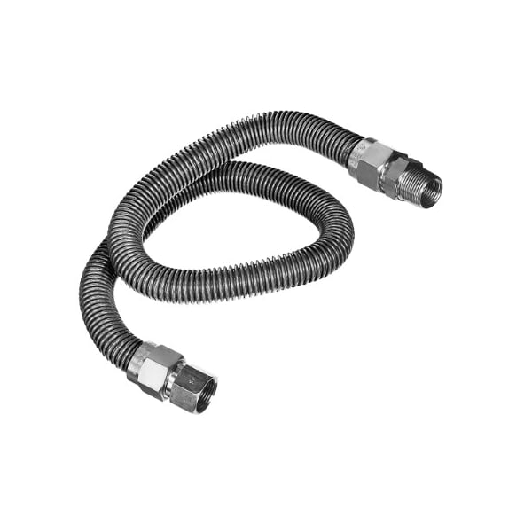 Flextron Gas Line Hose 3/8'' O.D. x 60'' Length 1/2" x 3/8" FIP Fittings, Stainless Steel Flexible Connector FTGC-SS14-60E - main